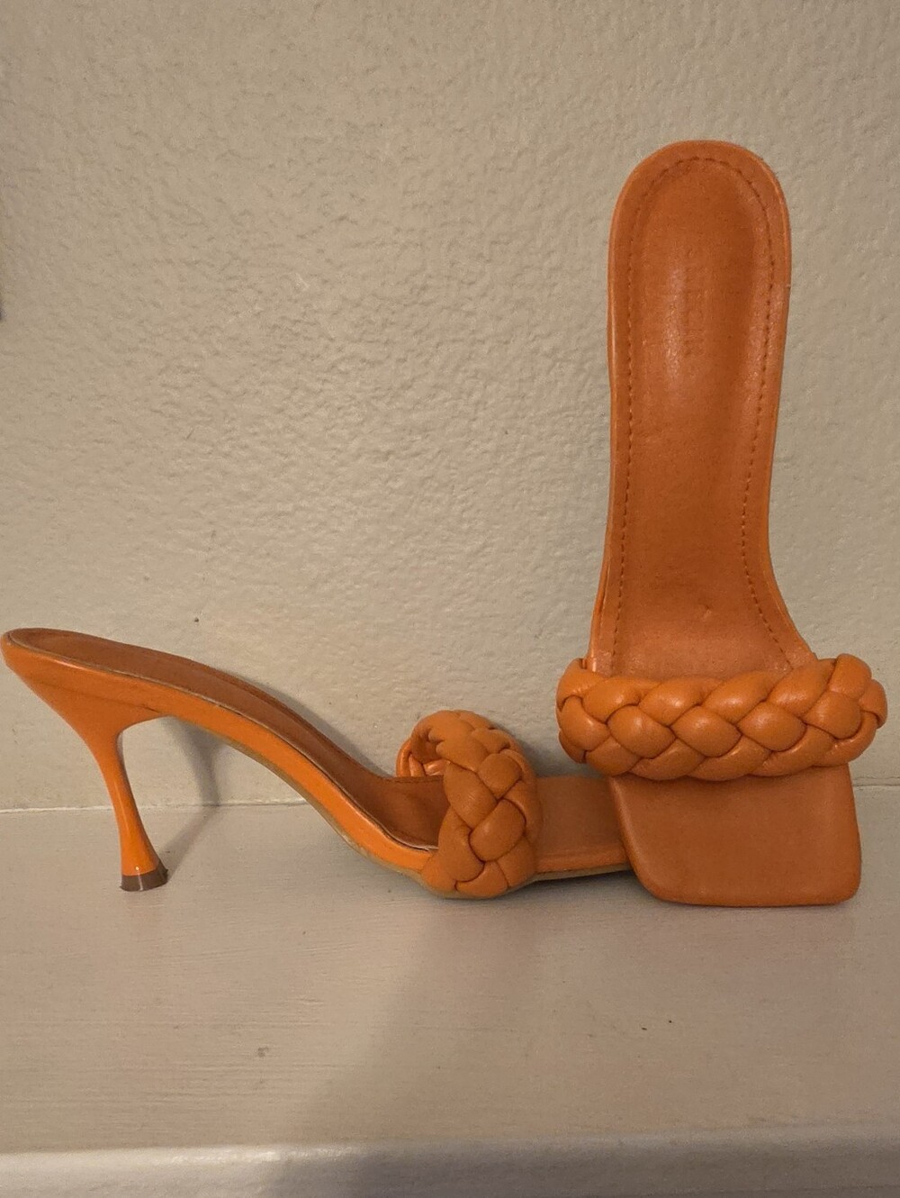 Women’s Braided Slide Heels in Orange